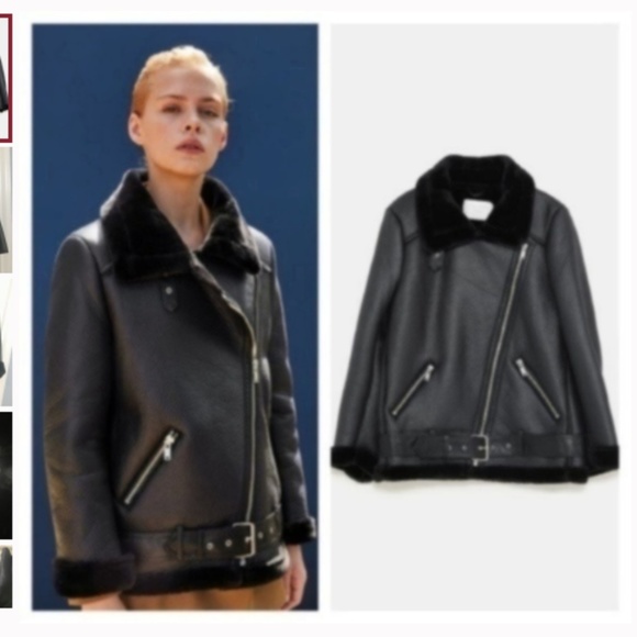 zara double faced biker jacket